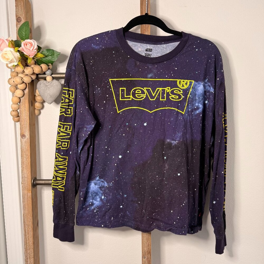 Levi's Star Wars Purple Galaxy Long Sleeve Shirt Size Medium